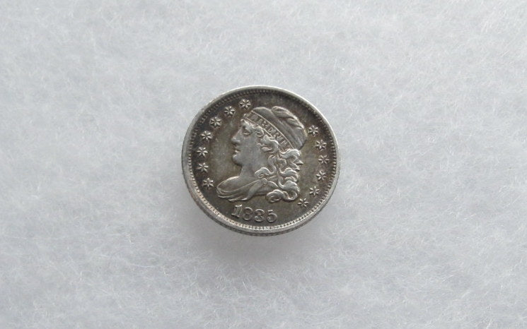 1835 large date, large 5C Capped Bust Half Dime XF-45