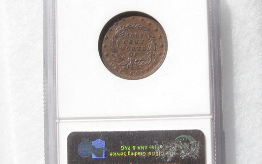 HT-73 Half Cent Token  NGC AU-58 | Of Coins & Crystals