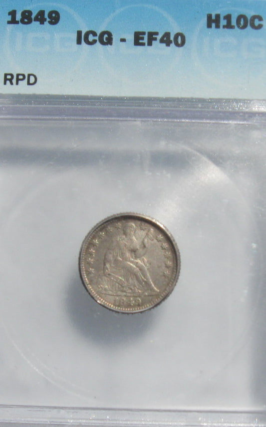 1849 RPD Half Dime ICG XF-40