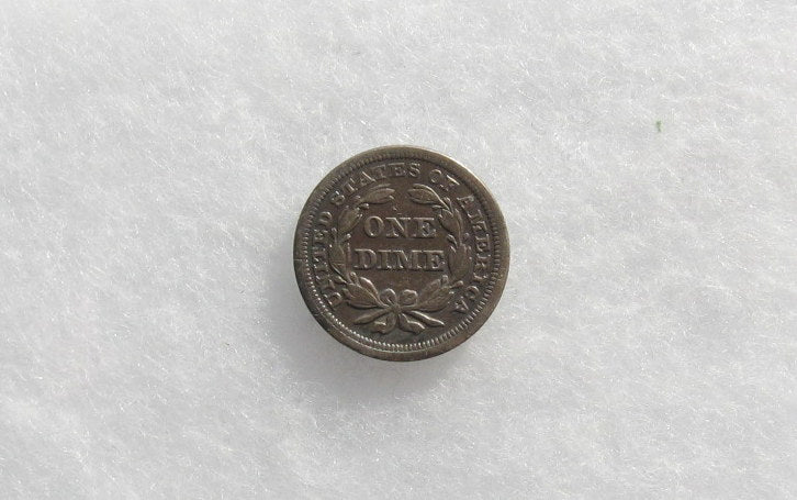 1853 Seated Liberty Dime XF DET | Of Coins & Crystals