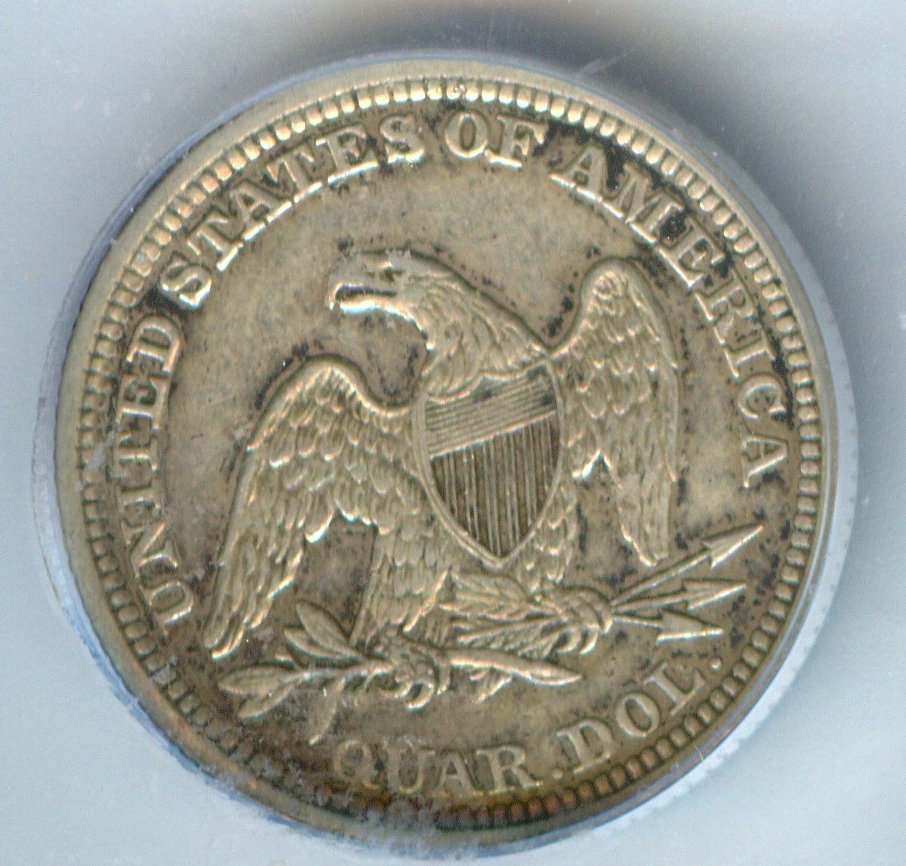 1854 Seated Liberty Quarter Arrows ICG AU53 | Of Coins & Crystals