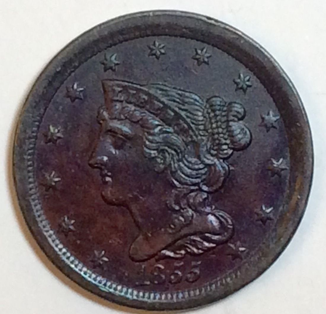 1855 Coronet Half Cent MS-63BN | Of Coins & Crystals