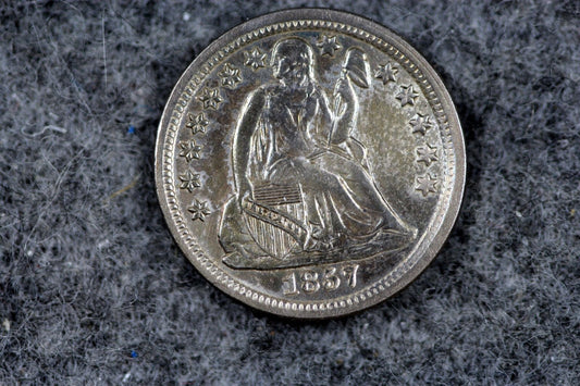 1857 Seated Liberty Dime  MS63 | Of Coins & Crystals