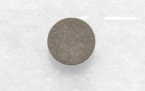 1858 Silver Three Cents VF25 | Of Coins & Crystals
