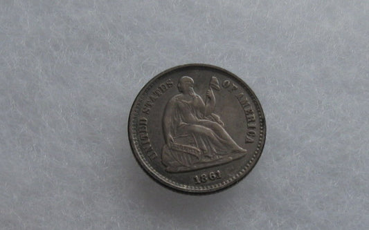 1861/0 Seated Liberty Half Dime  AU-50