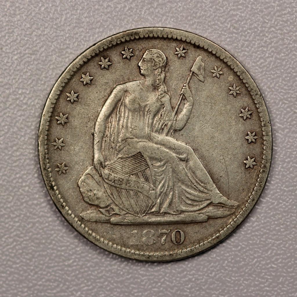 1870S Seated Liberty Half Dollar VF-30 | Of Coins & Crystals