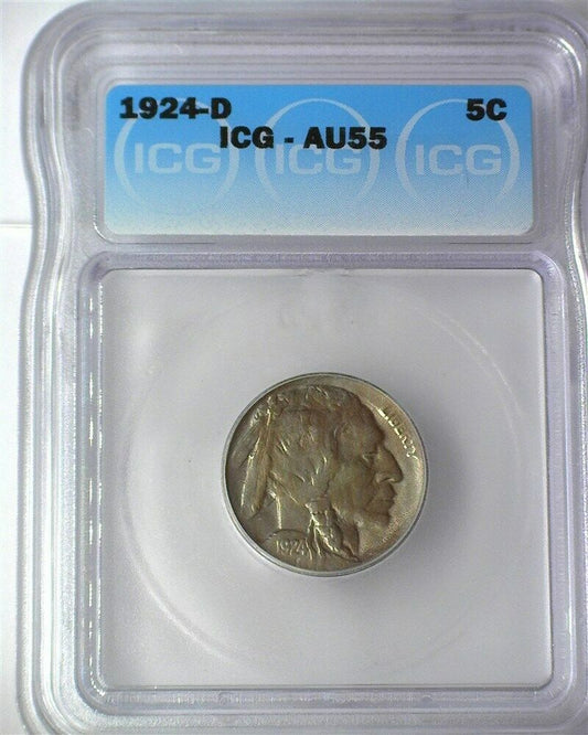 1924D Buffalo Nickel  ICG AU-55 | Of Coins & Crystals