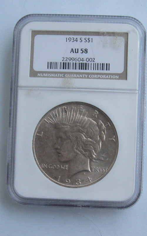 1934S Peace Dollar NGC AU58