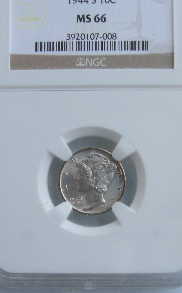 1944S Mercury Dime NGC MS66