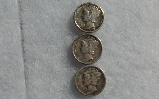 Mercury Dimes 1917-S XF-45/1923-S VF-30/1924-S F-12 Set of 3 | Of Coins & Crystals