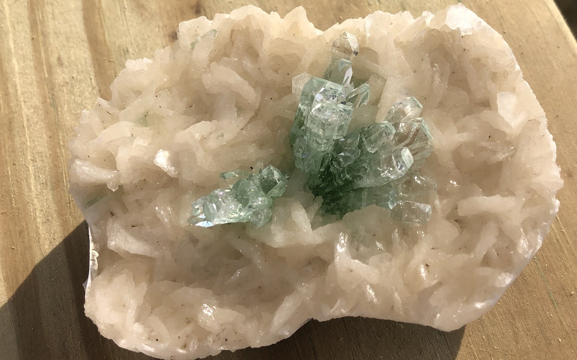 Light Green Apophyllite on White Matrix | Of Coins & Crystals