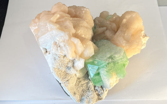 Apophyllite on stilbite on Matrix