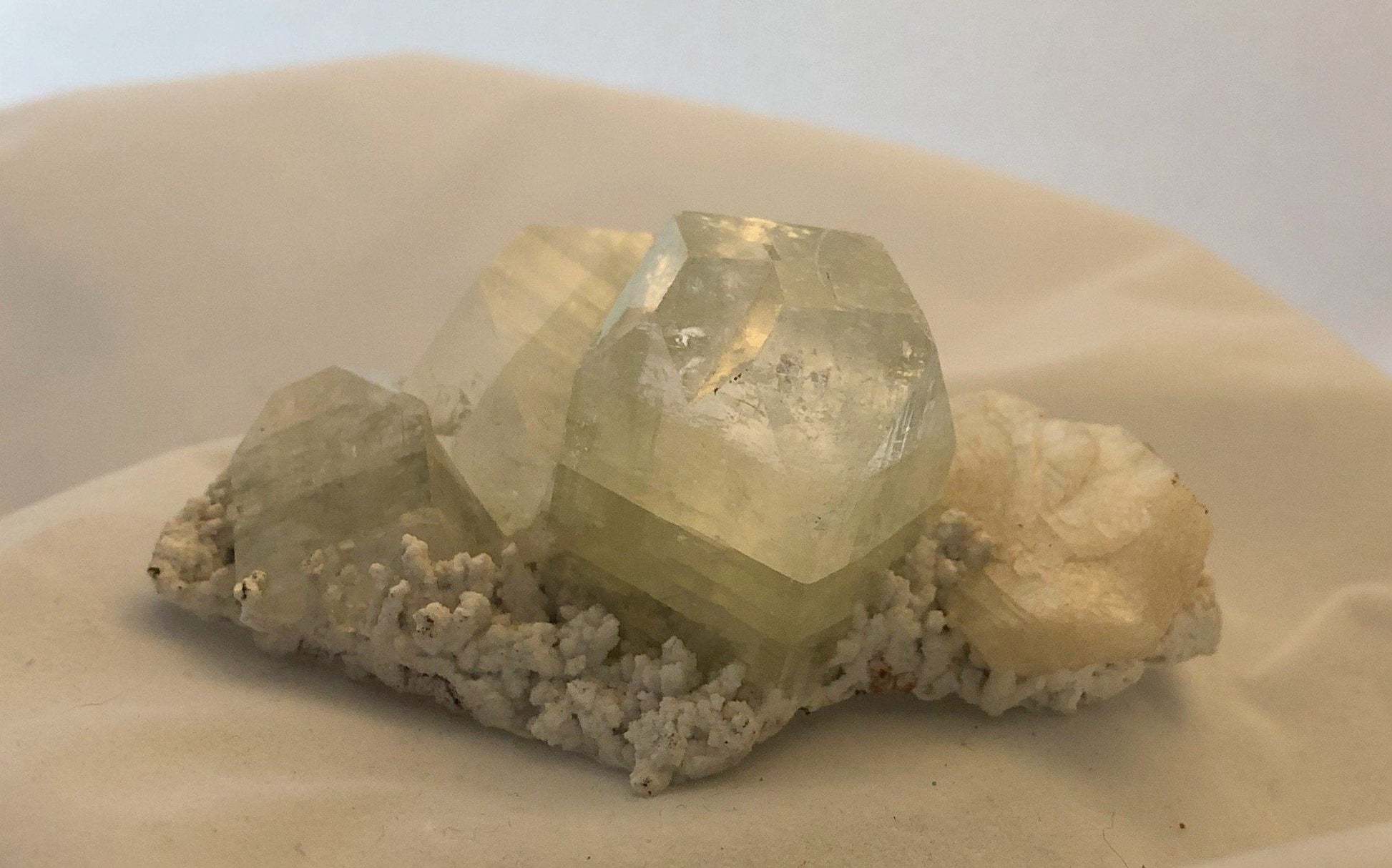 Apophyllite on Stilbite | Of Coins & Crystals