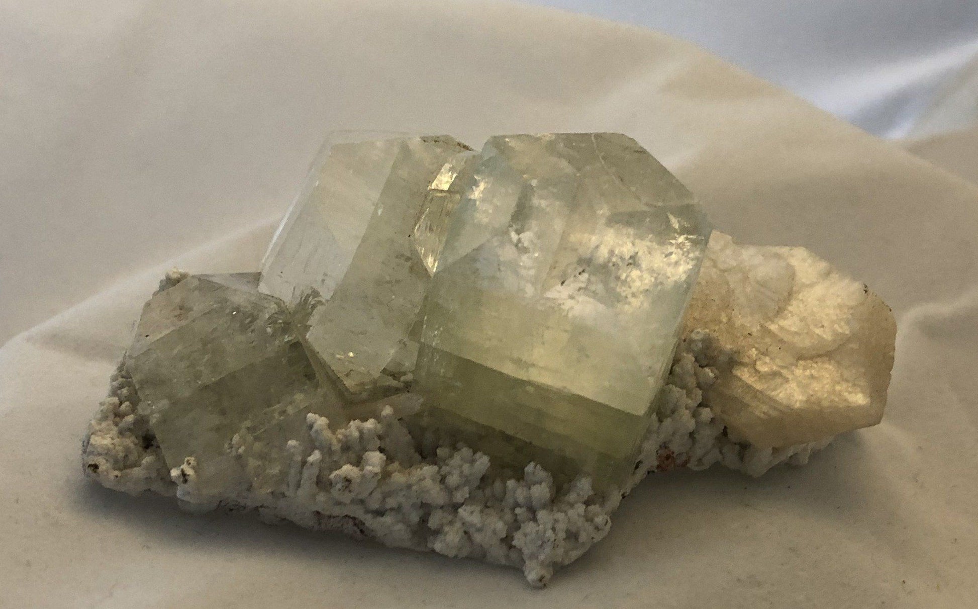 Apophyllite on Stilbite | Of Coins & Crystals