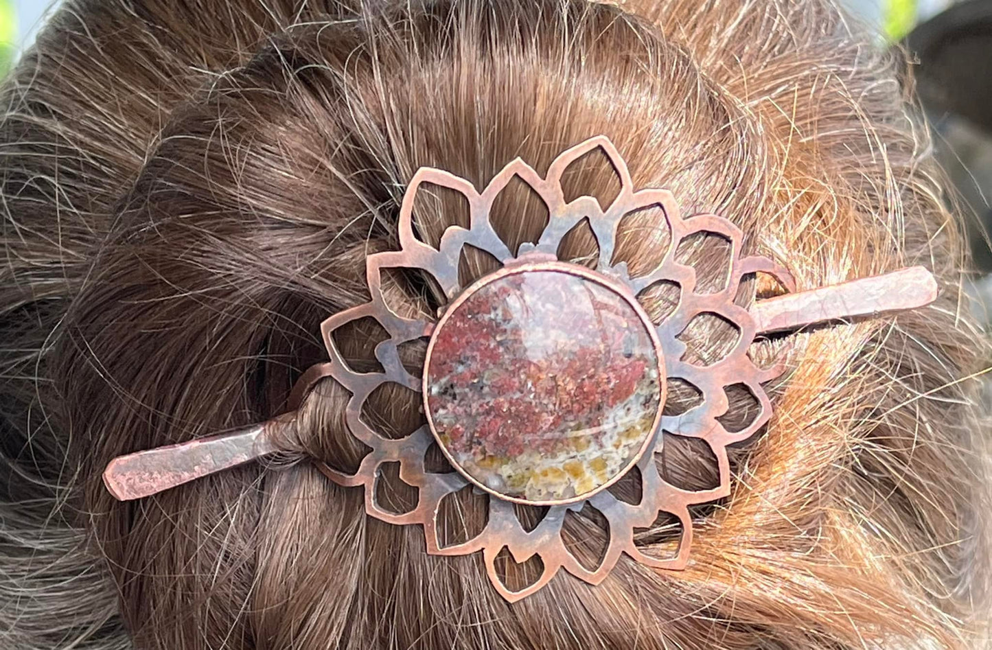 Native Copper in Opal - Mandala Hair Stick