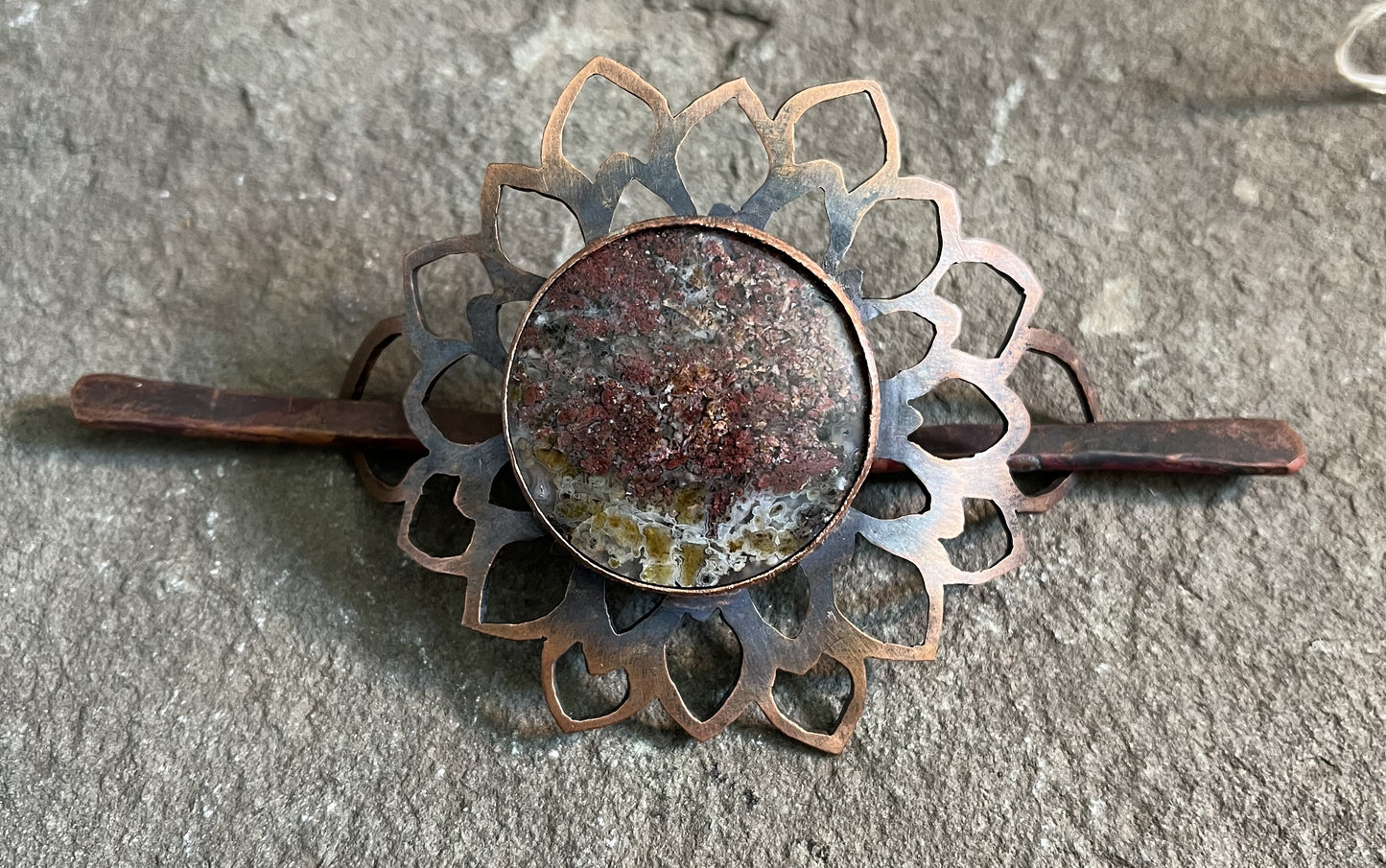 Native Copper in Opal - Mandala Hair Stick