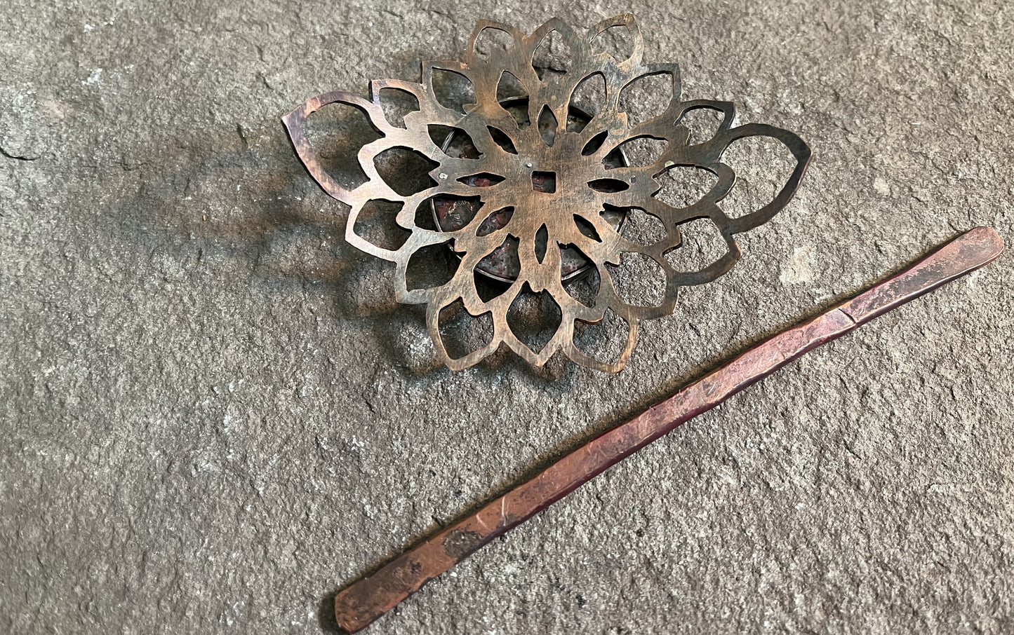 Native Copper in Opal - Mandala Hair Stick