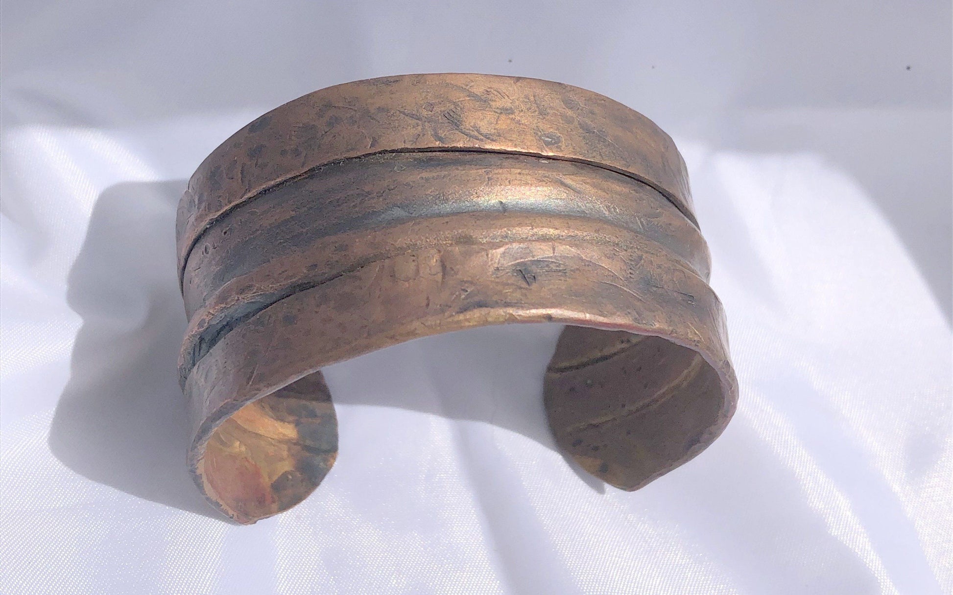 Fold Formed  Copper Bracelet 1.25" wide | Of Coins & Crystals