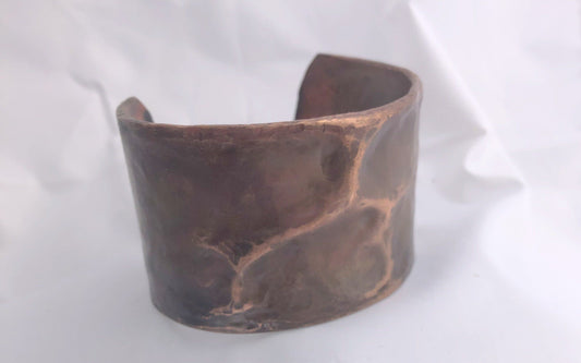Hand Forged Air Chased Thick Copper Bracelet | Of Coins & Crystals