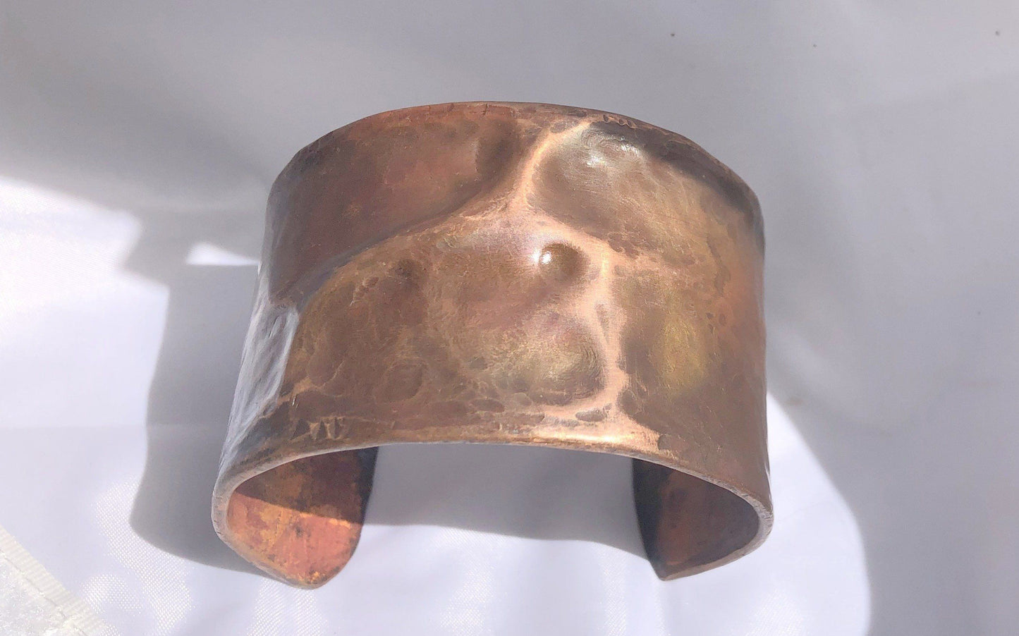 Hand Forged Air Chased Thick Copper Bracelet | Of Coins & Crystals