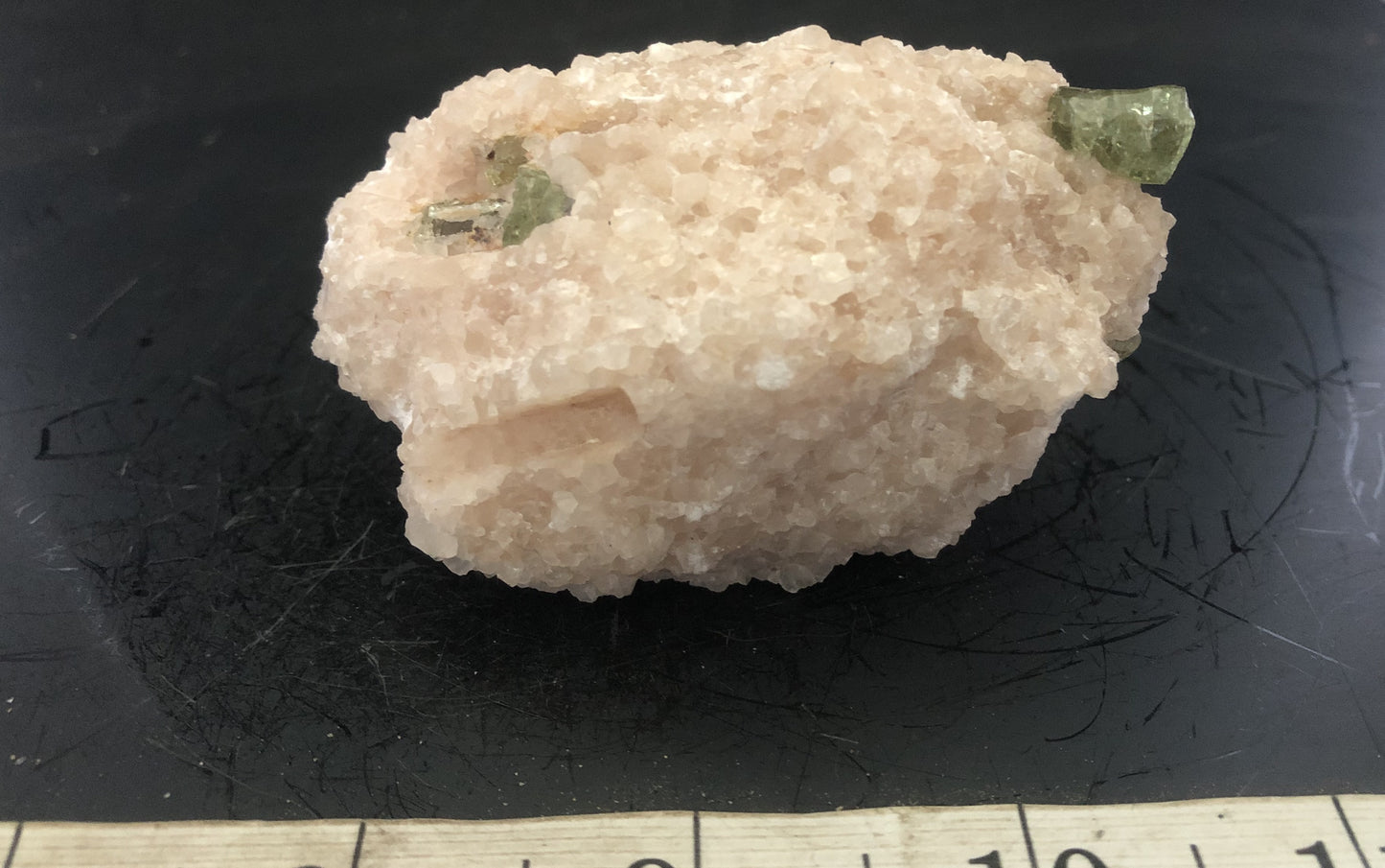 Green Apatite on Calcite Liscombe Deposit, Ontario, Canada | Of Coins & Crystals
