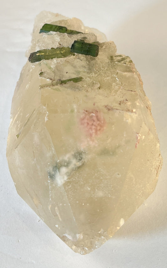 Green Tourmaline in Quartz with Rubellite