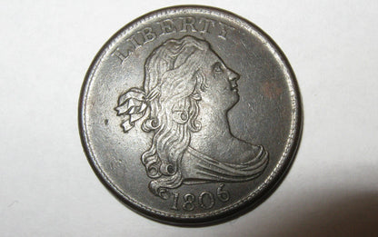 1806 Draped Bust Half Cent  AU-53 | Of Coins & Crystals