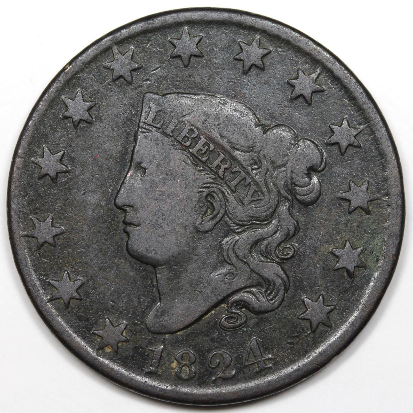 1824 Large Cent  F-12 | Of Coins & Crystals