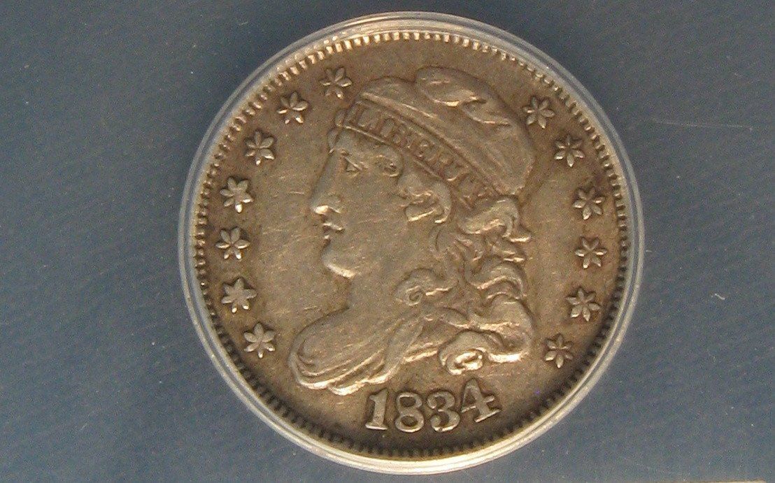 1834 Capped Bust Half Dime.  ANACS XF-45 | Of Coins & Crystals