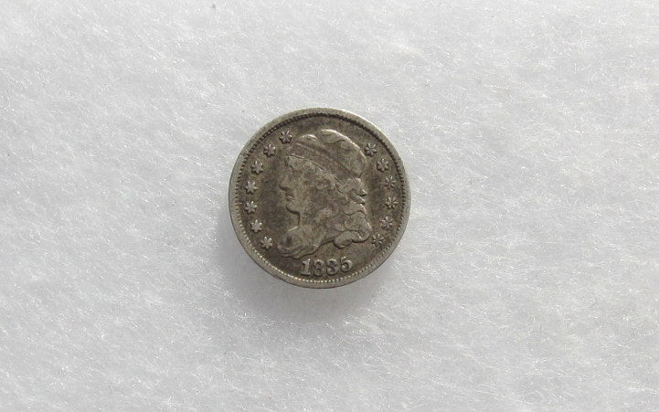 1835 Large Date, Large 5c Half Dime F-15 | Of Coins & Crystals