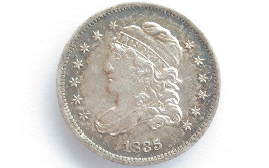 1835 small Date large 5c AU-50