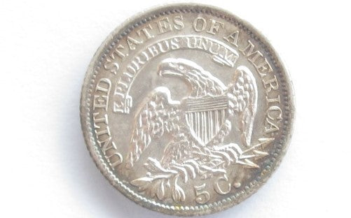 1835 small Date large 5c AU-50