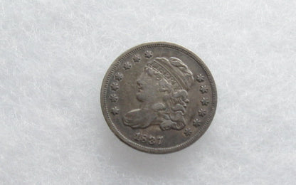 1837 Large  5C Capped Bust Half Dime  VF-30