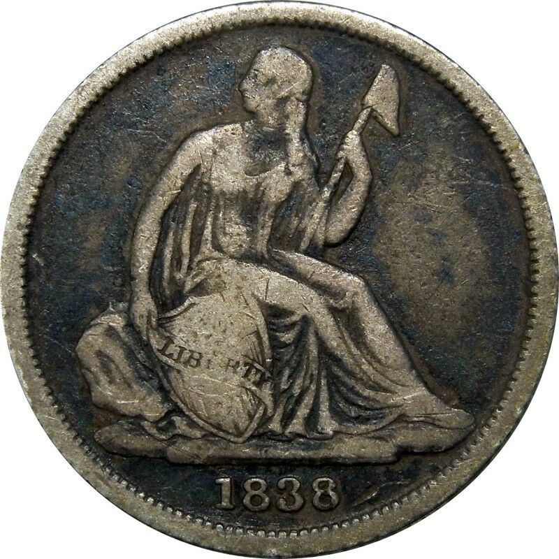 1838 O No Stars Seated Liberty Dime F-12 | Of Coins & Crystals
