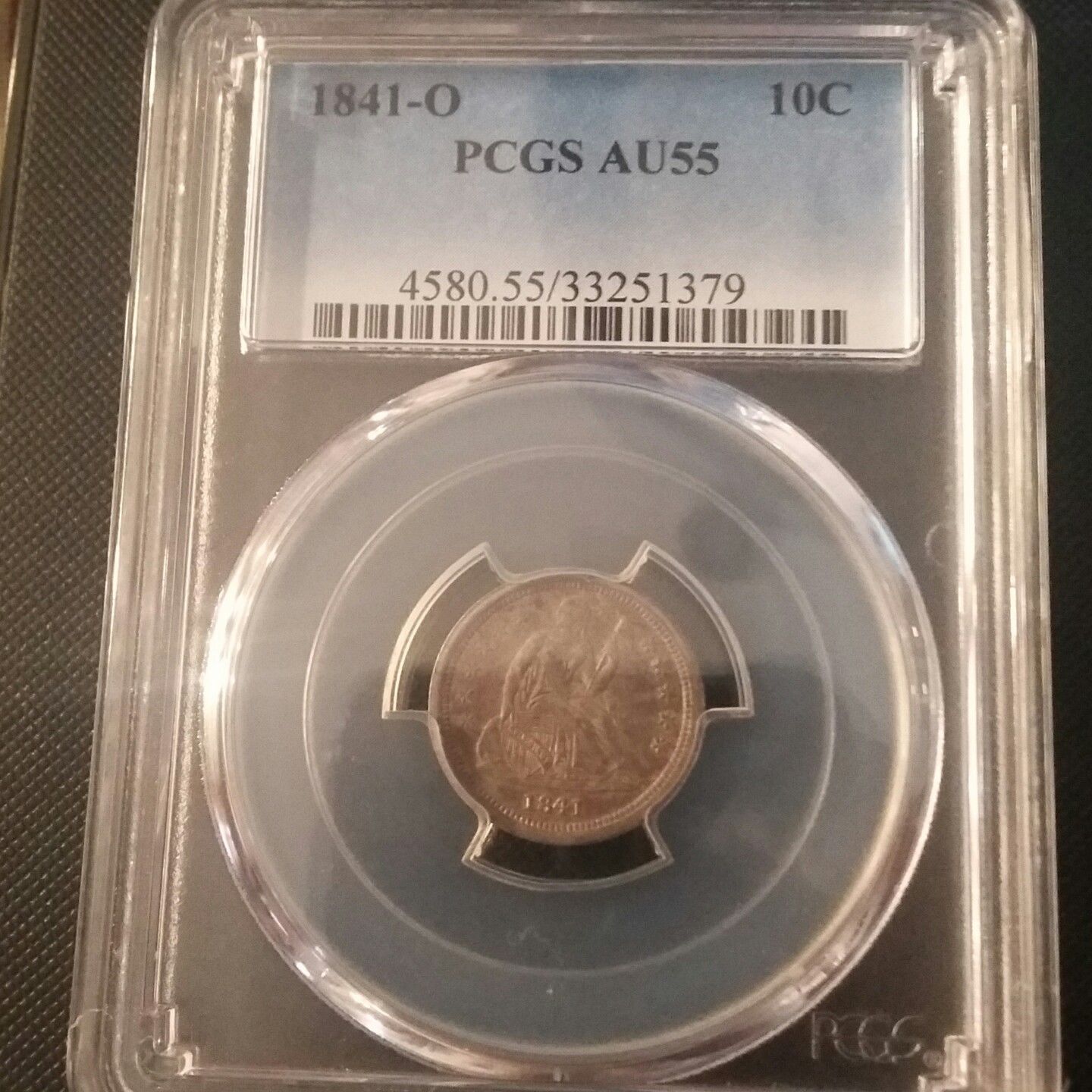1841 O Seated Liberty Dime  PCGS AU55 | Of Coins & Crystals
