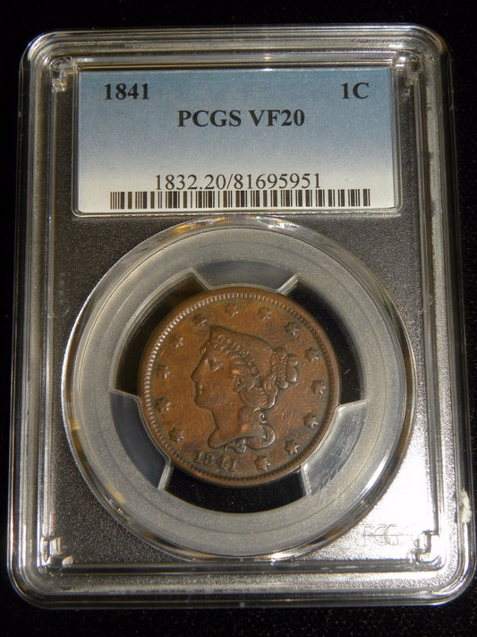 1841 Large Cent PCGS VF-20 | Of Coins & Crystals