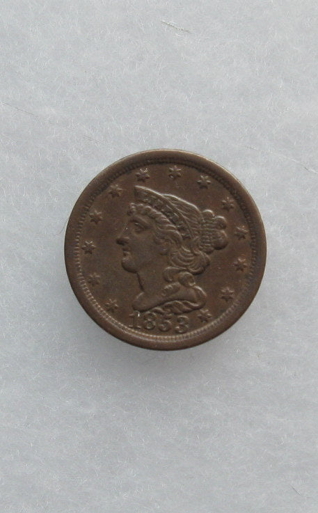 1853 Braided Hair Half Cent AU-50 | Of Coins & Crystals