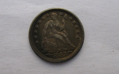 1853 Seated Liberty Half Dime, arrows at date. XF-45 | Of Coins & Crystals
