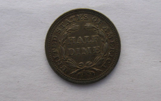 1853 Seated Liberty Half Dime, arrows at date. XF-45 | Of Coins & Crystals