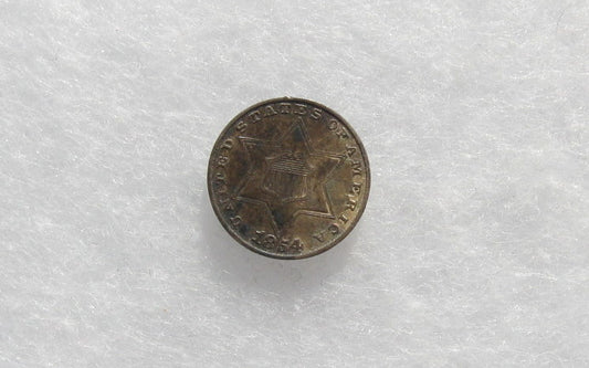 1854 Three Cent Silver AU-50 | Of Coins & Crystals