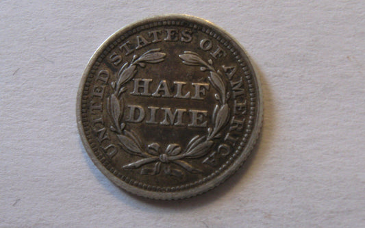 1854 Seated Liberty Half Dime, arrows at date.  XF-40 | Of Coins & Crystals