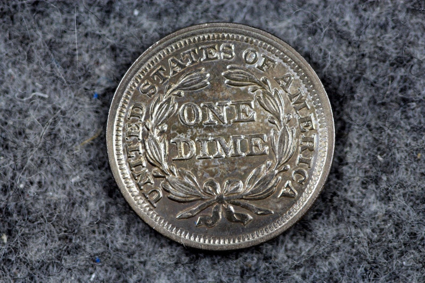 1857 Seated Liberty Dime  MS63 | Of Coins & Crystals