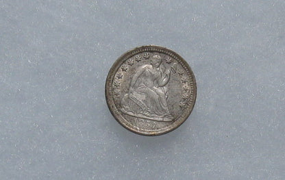 1857 Seated Liberty Half Dime AU | Of Coins & Crystals