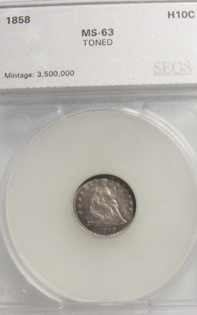 1858 Half Dime SEGS MS-63