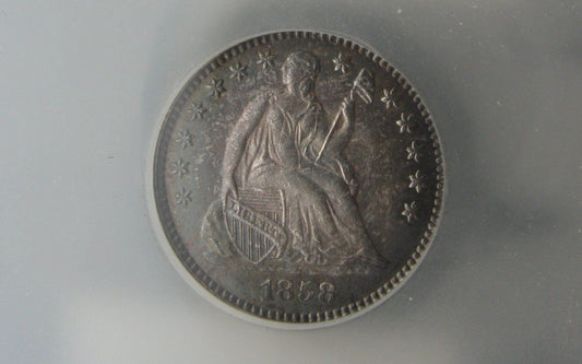 1858 Seated Liberty Half Dime. SEGS MS-63 | Of Coins & Crystals