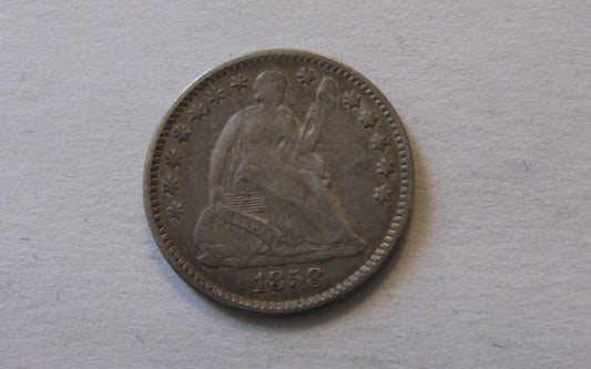 1858 Seated Liberty Half Dime.  XF-40 | Of Coins & Crystals