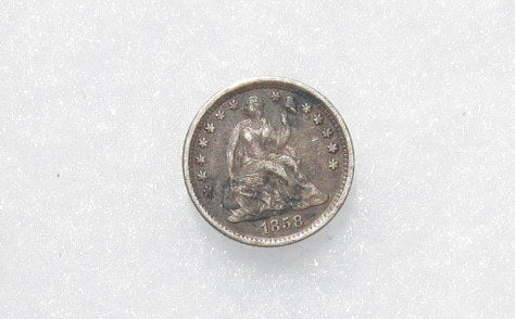 1858o Seated Liberty Half Dime XF-40 | Of Coins & Crystals