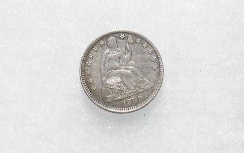 1859 Seated Liberty Half Dime AU-50 | Of Coins & Crystals