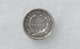 1859 Seated Liberty Half Dime AU-50 | Of Coins & Crystals