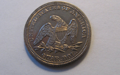 1859 Seated Liberty Quarter. Choice Uncirculated details | Of Coins & Crystals